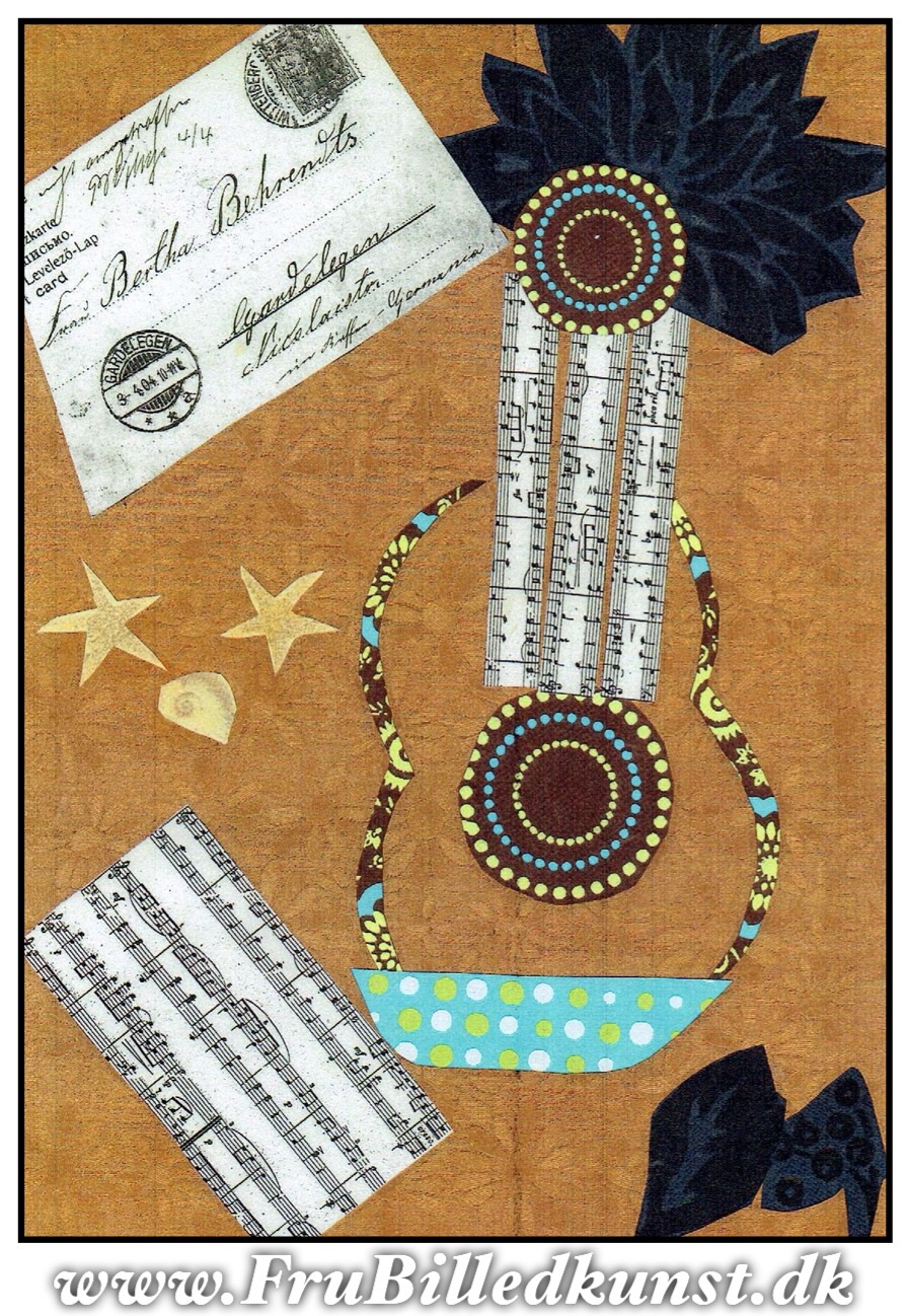 www.FruBilledkunst.dk - Picasso guitar collage art lesson 3rd grade